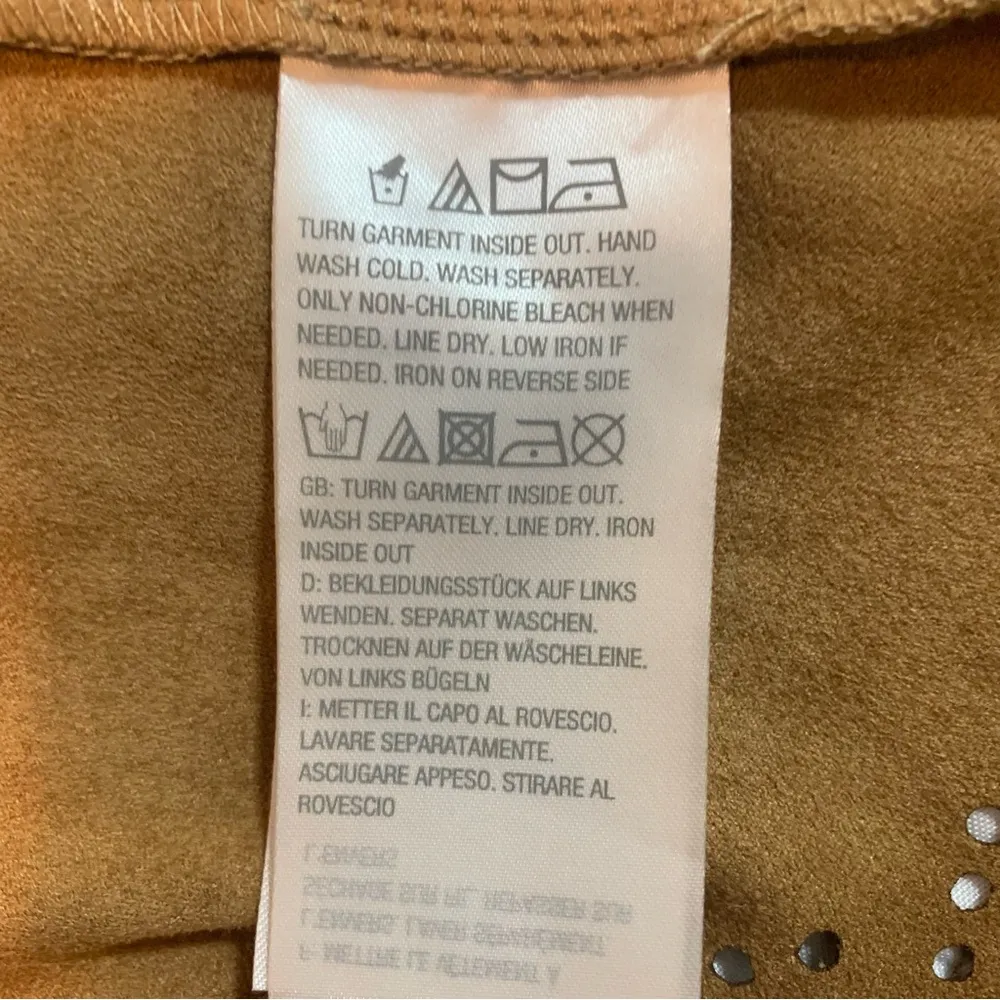 Bob Mackie Laser Cut Faux Suede Jacket Sm Brown Wearable Art Luxury Boho Western - Image 6