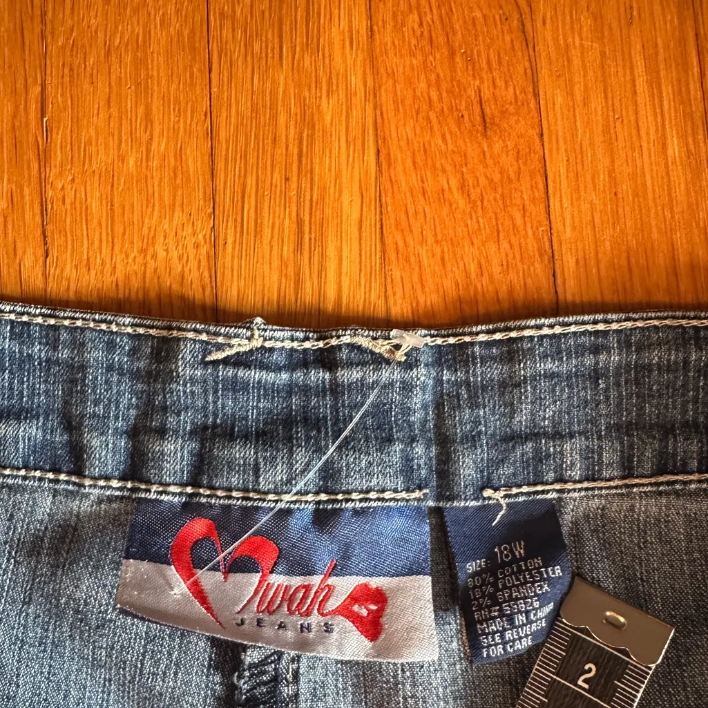 Y2K Mwah Jeans Paneled Long Blue Denim Skirt, Size 18W - Image 7