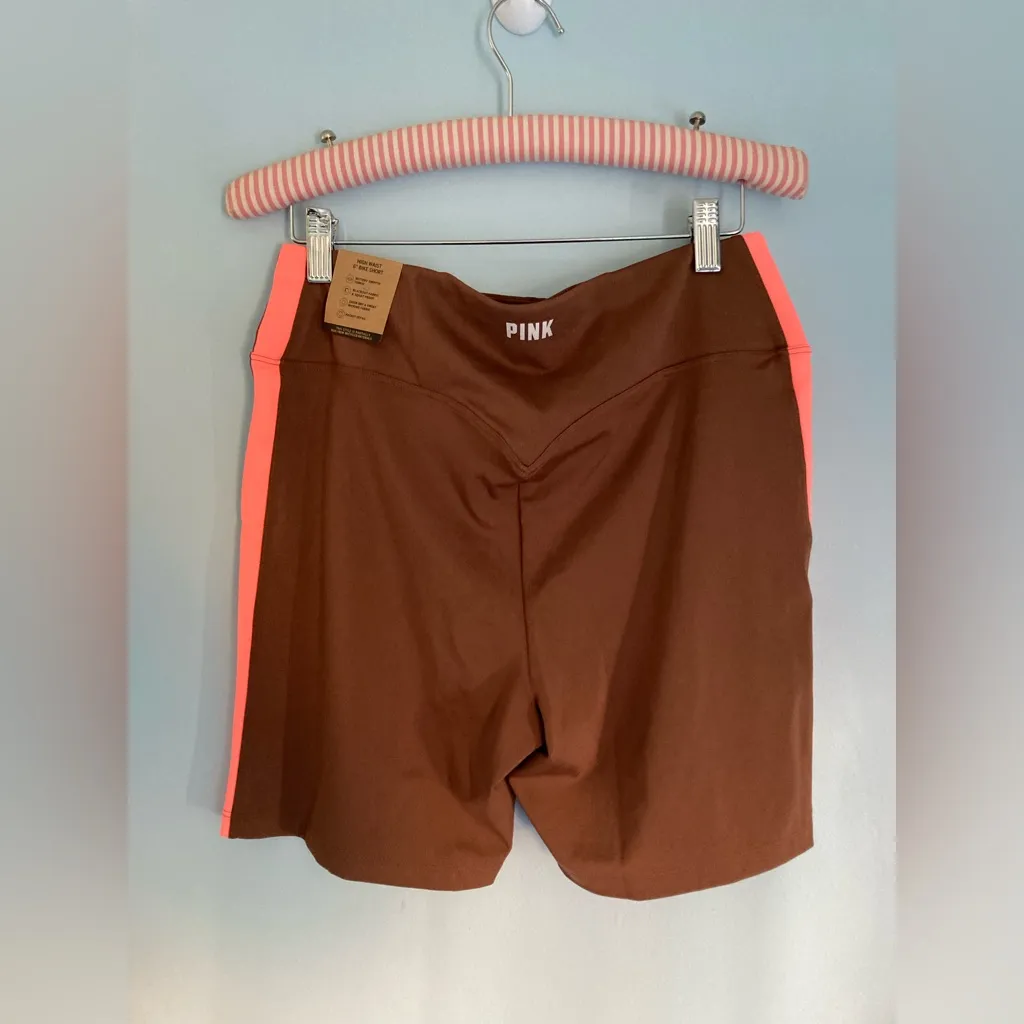 PINK Biker Shorts High Waist 6 Inch Large Brown - Image 3