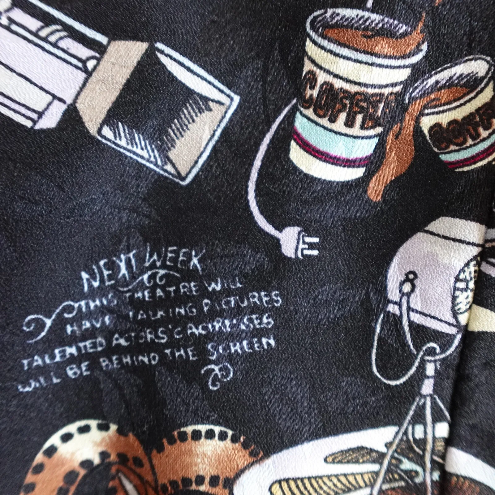 Vintage 90s Nicole Miller Silk Movie Production Actor Actress TV Film Theme Vest - Image 12