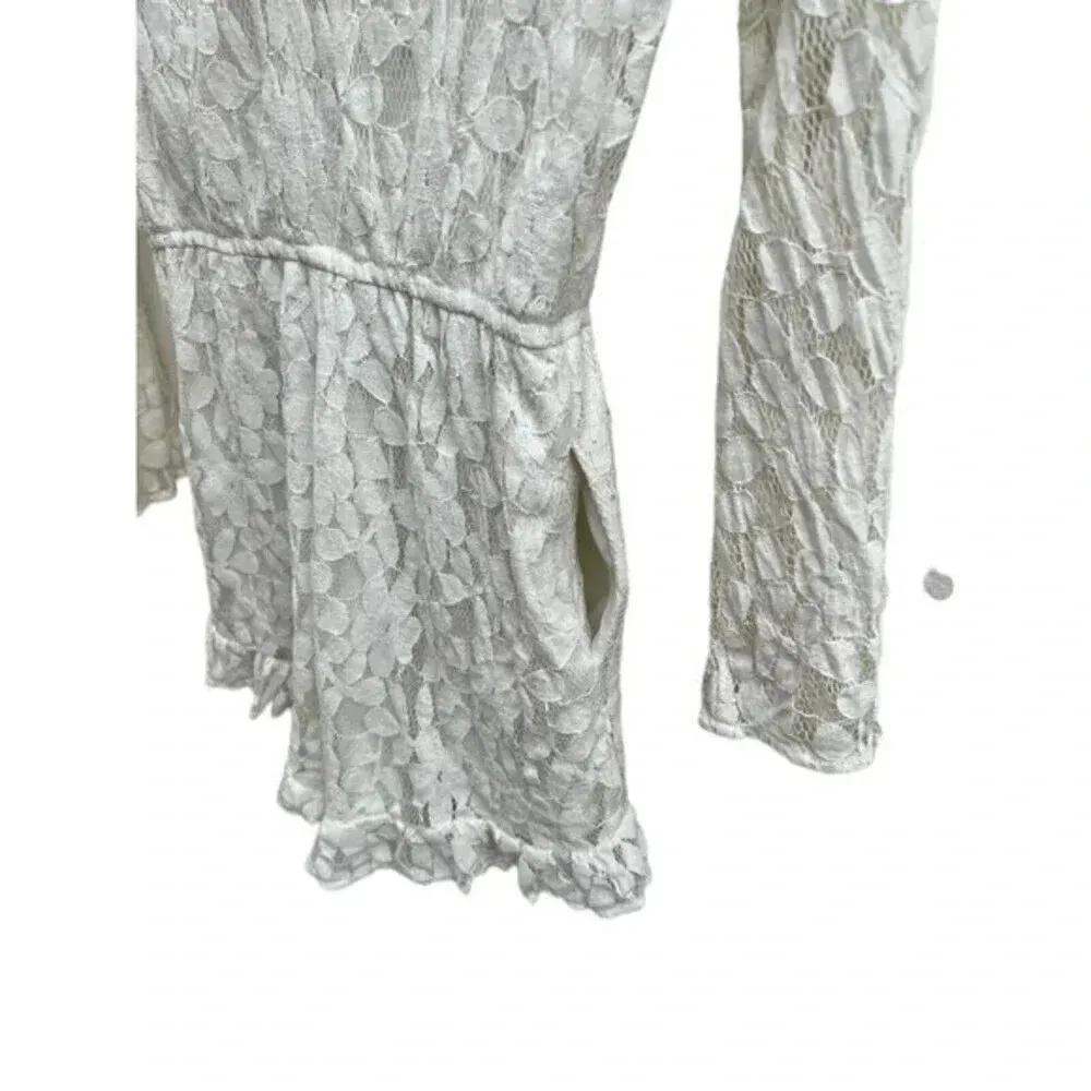 Disney Beauty And The Beast Sz S Lined Romper Playsuit White Lace Bell Sleeves‍‎ - Image 4