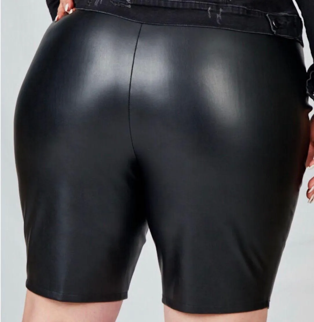 Faux Leather Biker Shorts - Image 4