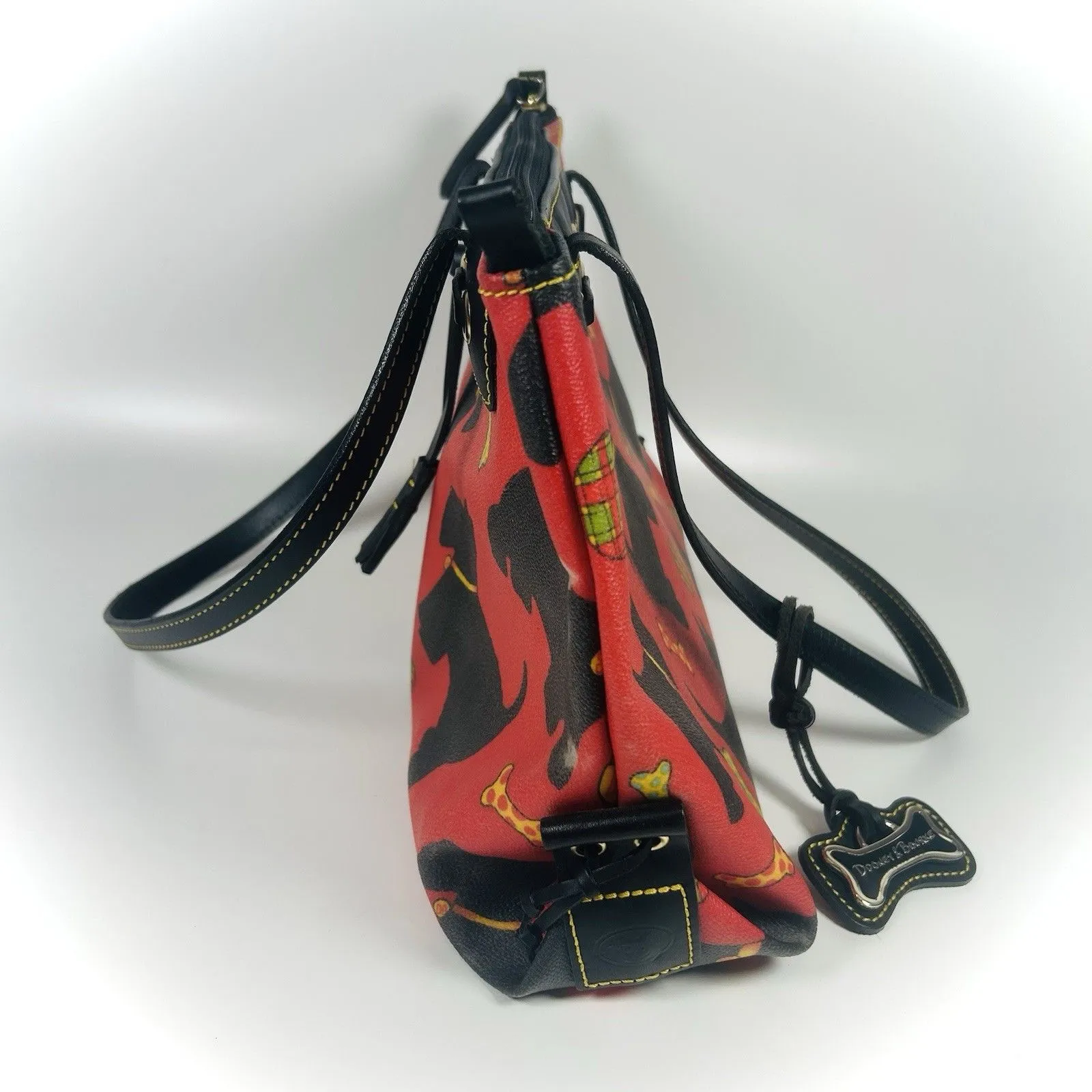 Dooney & Bourke Purse Red Scottie Dog Bag Satchel Coated Leather Vintage - Image 2