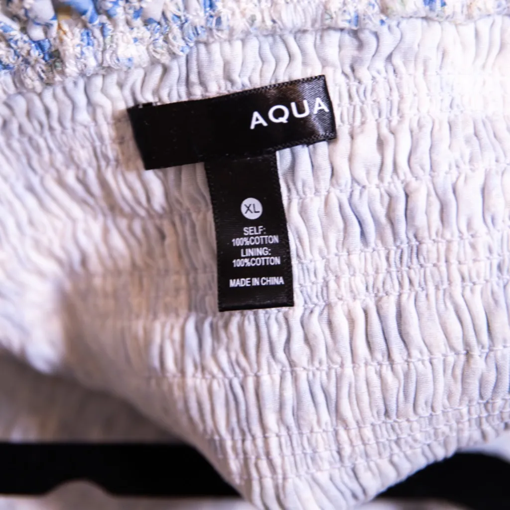 NEW Aqua Smocked Stretch Tiered Ruffle Pullover Mini Floral Print Dress XL - Image 3