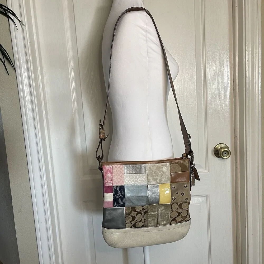 COACH Patchwork B06Q-10018 Multicolor Crossbody Shoulder Handbag Multi Pattern - Image 4