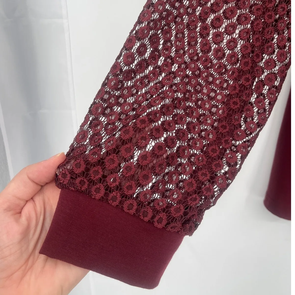 Burgundy Draped Surplice Lace Womens Top Sz 4XL Boho Whimsigoth Fall Draped - Image 5