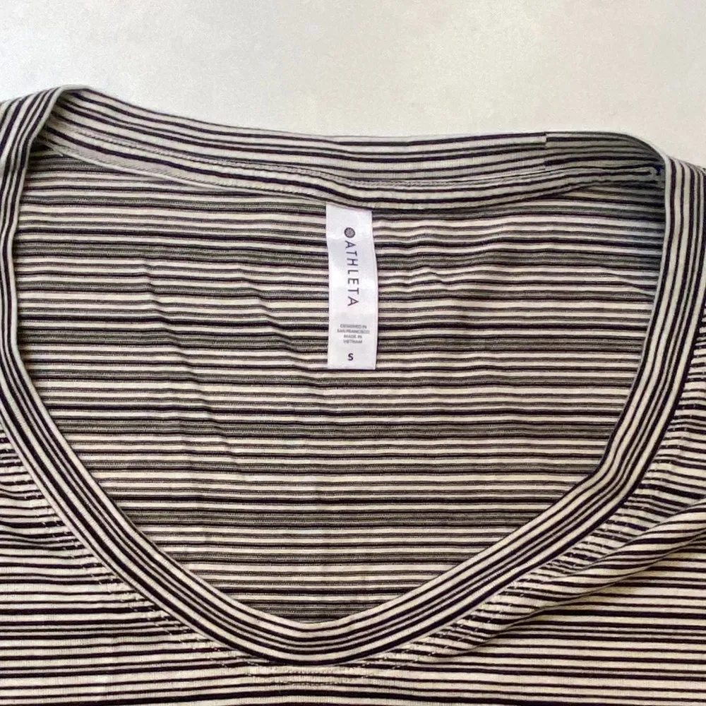 Athleta Cloudlight Stratus Black Ivory Stripe Long Sleeve - Small - Image 2