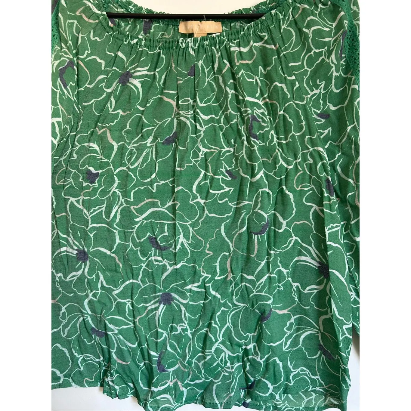 NEW Hope and Harlow Women's Floral Green Crochet Off Shoulder Blouse sz S Beachy - Image 5