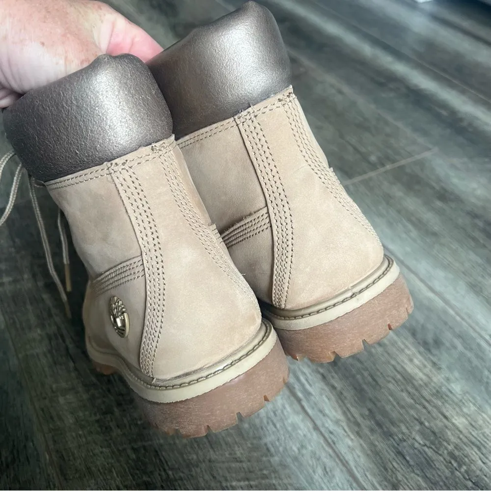 Timberland Classic 6” Premium Satin Taupe Boots Size 7.5 Anti-fatigue Lace Up - Image 4