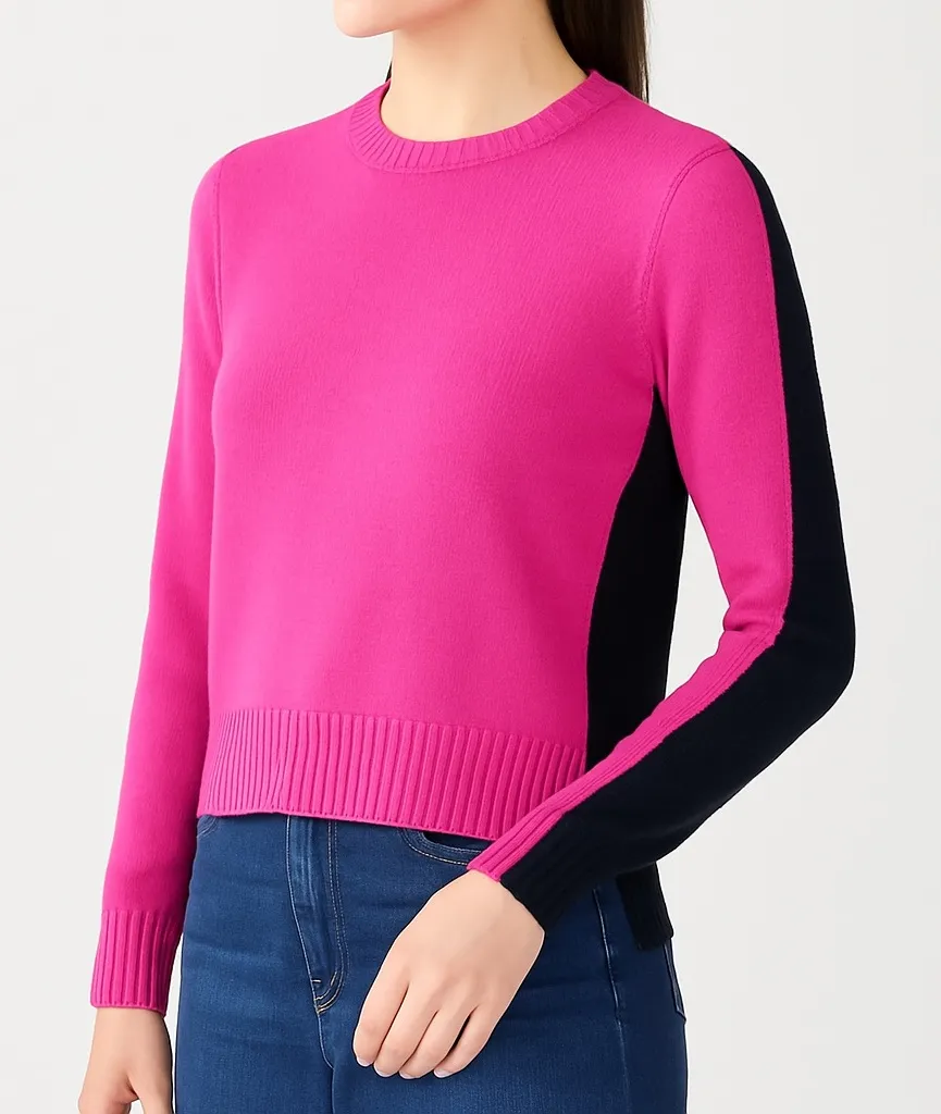 WORTH New York Colorblock Sweater Hot Pink & Black Pullover Size P Petite Small - Image 1