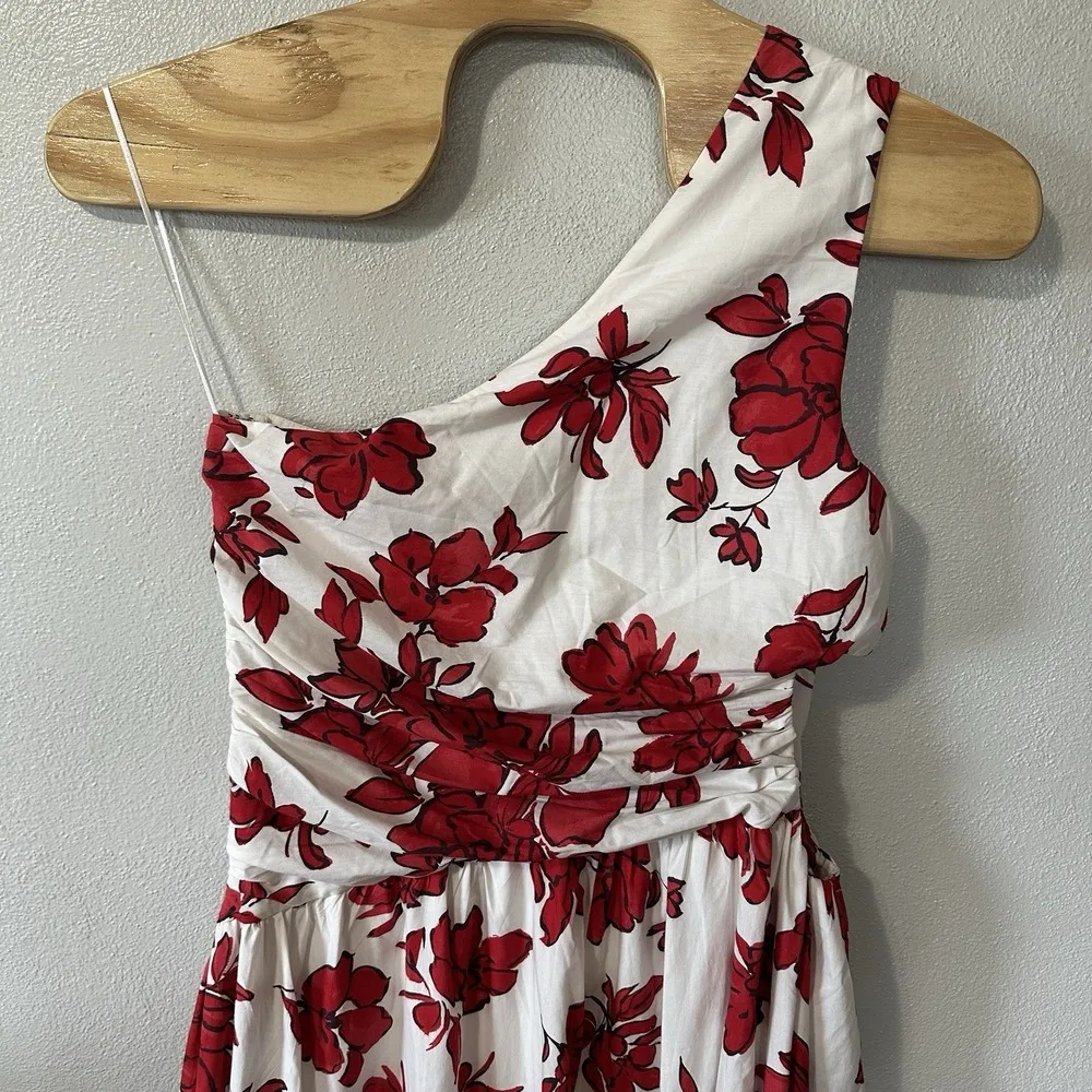 NWOT Abercrombie & Fitch One Shoulder Cutout Maxi Dress Red Floral Size XLT $120 - Image 9