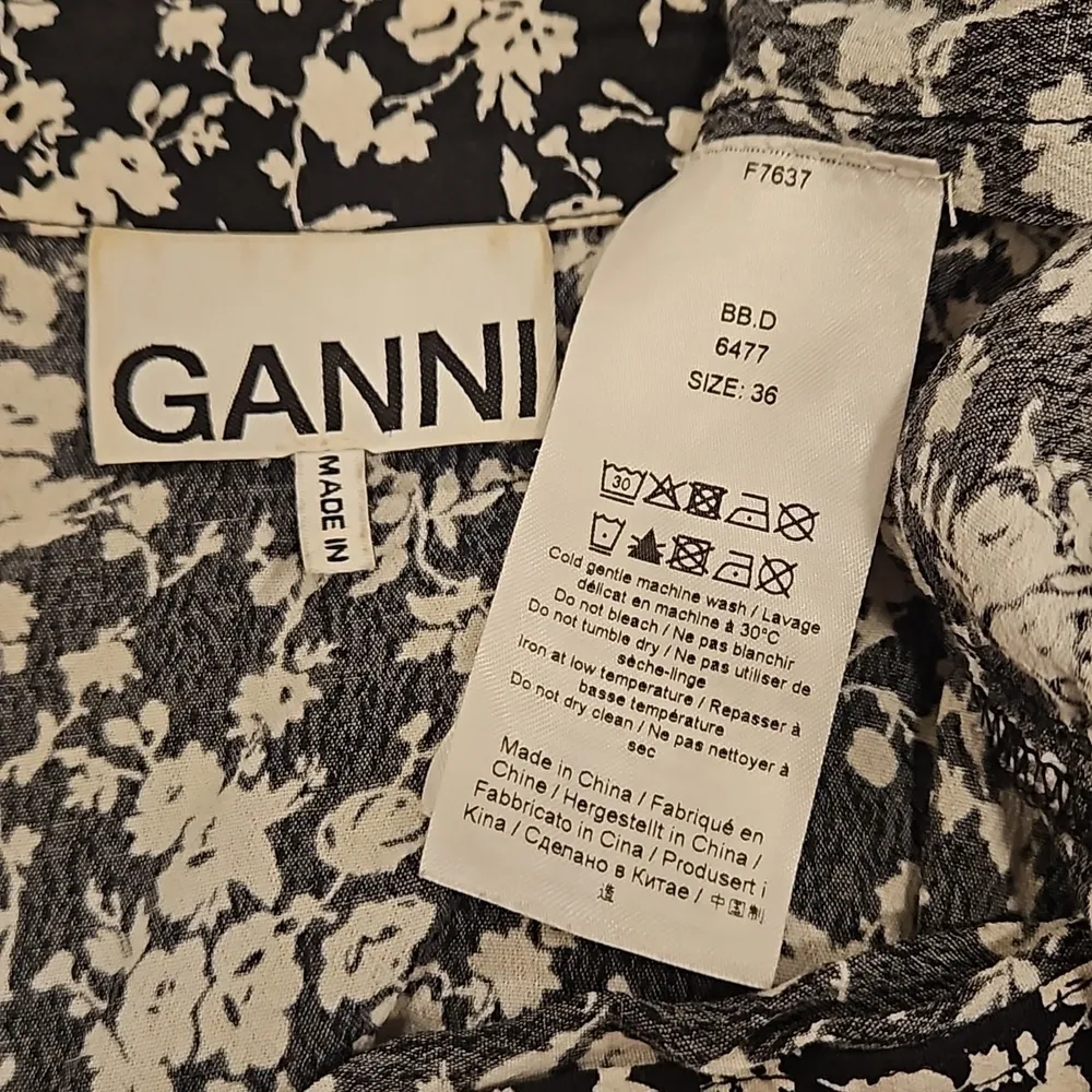 💕GANNI💕 Printed Crepe Layer Midi Dress ~ Viscose Black Floral Print 36 EU - Image 16