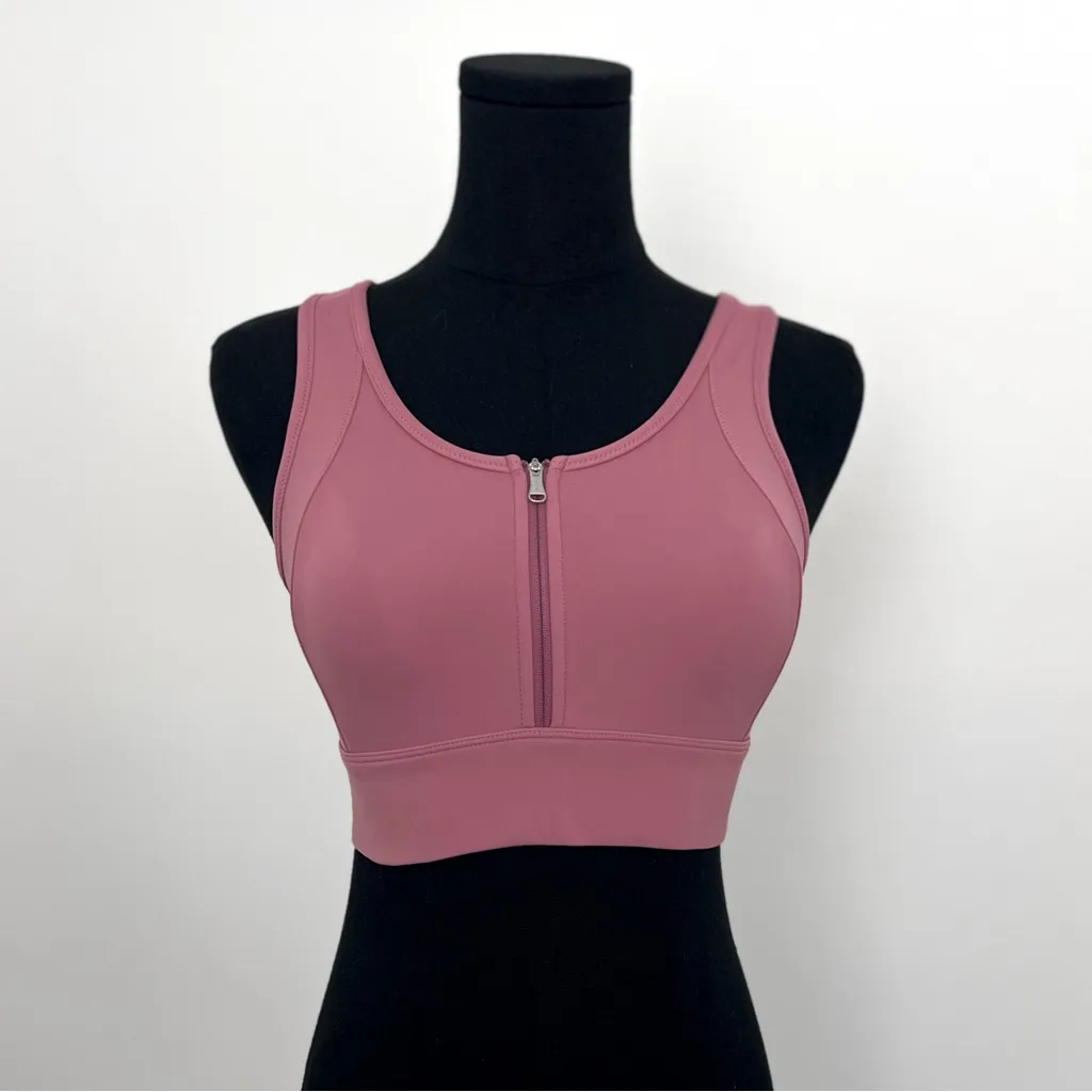 Varley Dusty Rose Front Zip Performance Sports Bra in Size XS - Image 3
