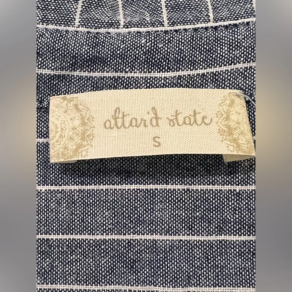 Altar'd State Blue White Striped Cotton Lace-up Long Sleeve Shirt Dress Small - Image 3