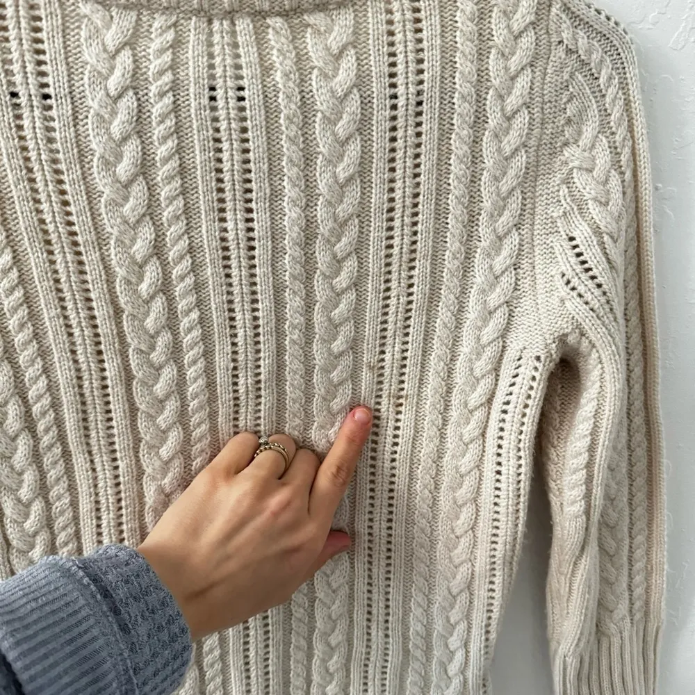 Tildon Cream Tan Button Front Fitted Knit Cardigan Size M - Image 3