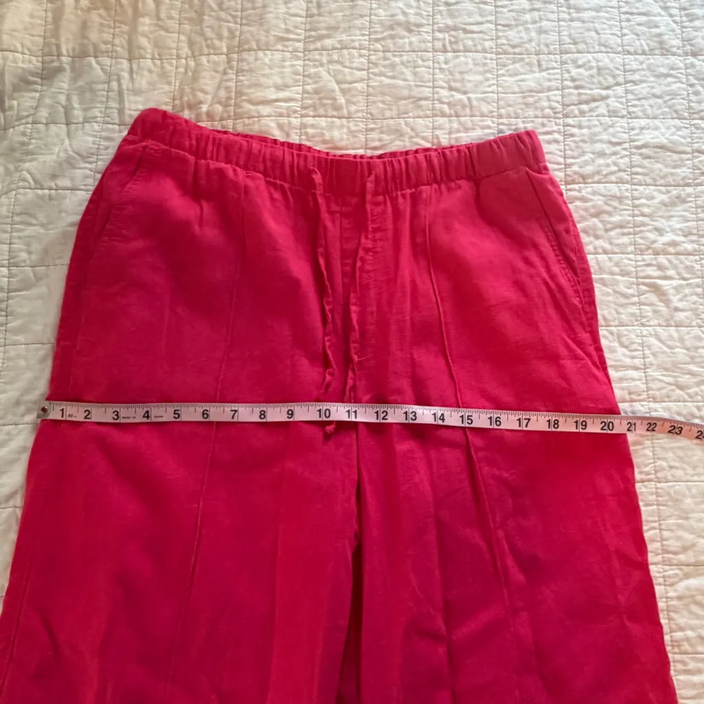 Gap Mid Rise Linen-Blend Pull-On Wide-Leg Pants Medium Raspberry Pink - Image 10