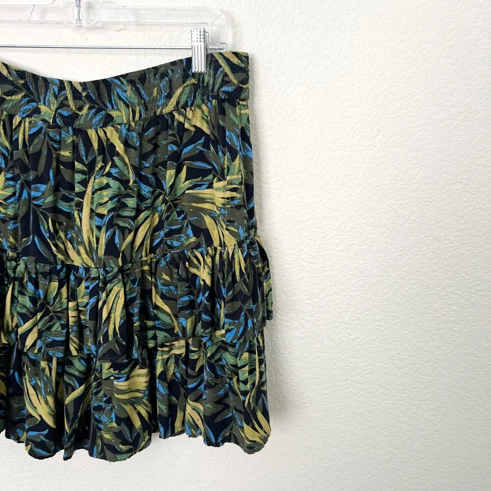 [ASOS Curve] Tropical Palm Print Ruffle Tiered Mini Skirt Elastic Waist Size 18 Green - Image 8
