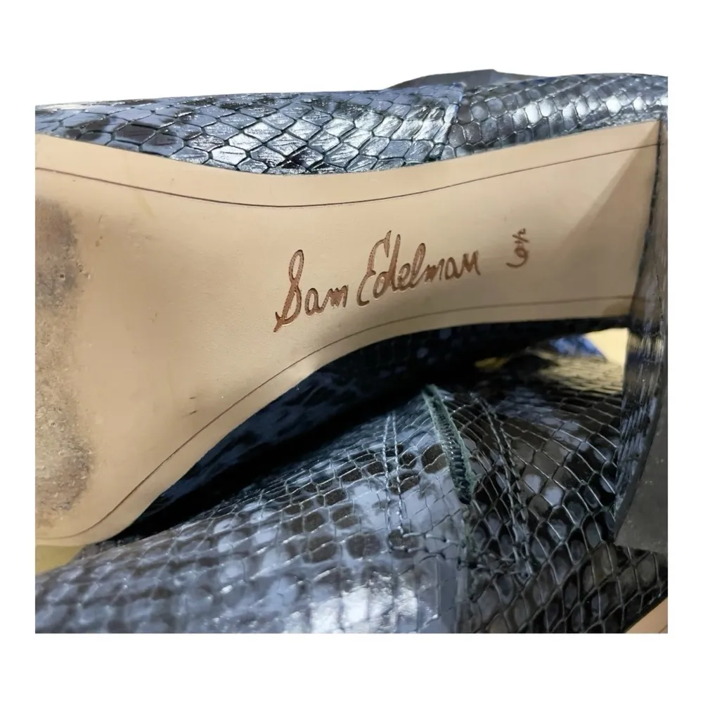 Sam Edelman Womens CODIE
leather Navy Ankle Boots Shoes 6.5M snake print - Image 9