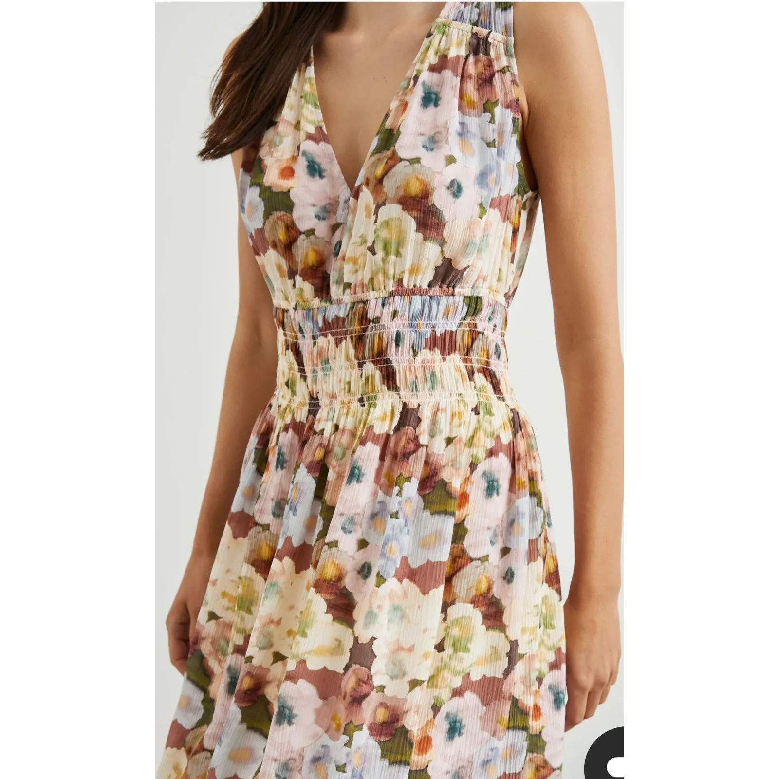 Rails Amelia Woodblock Floral Midi Dress, Womens Size S Tiered Lined Fairy 2458 - Image 3