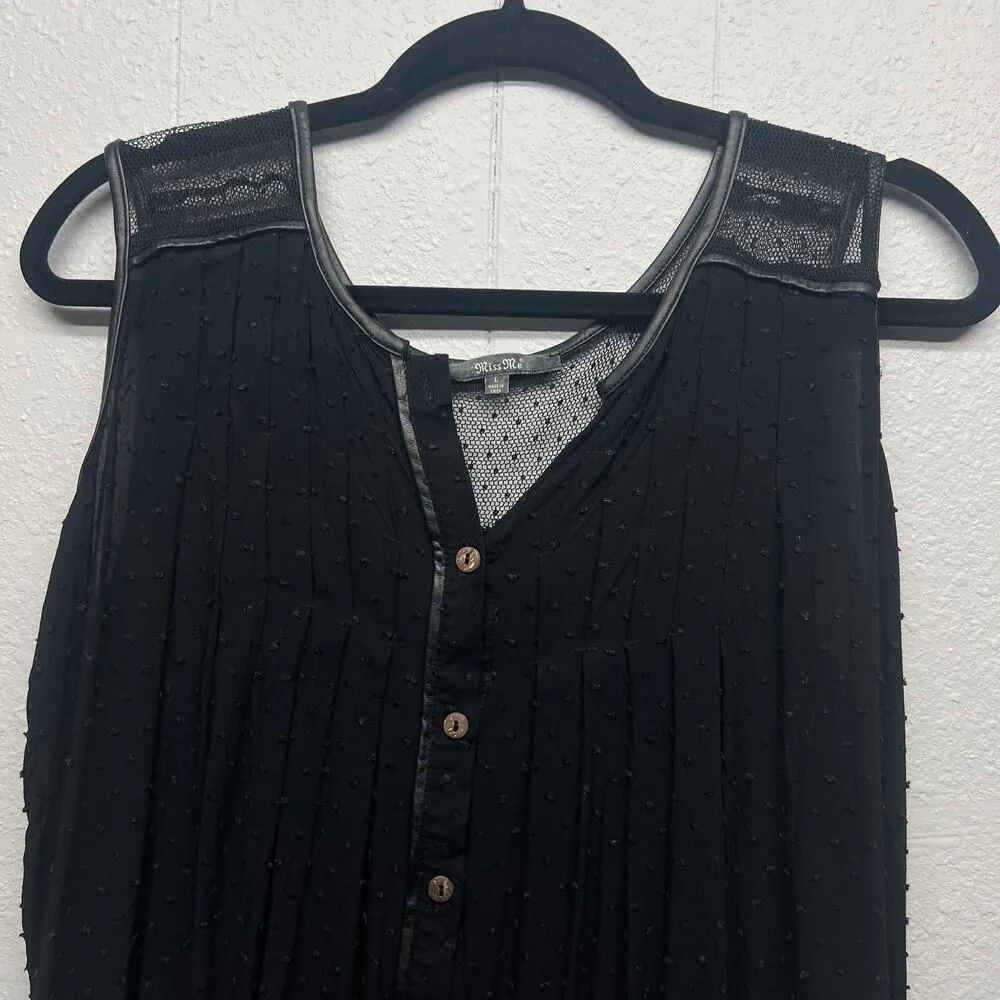 Miss Me Womens Top Large Y2K French Dot Flowy Witchy Goth Rocker Punk Boho Chic - Image 3