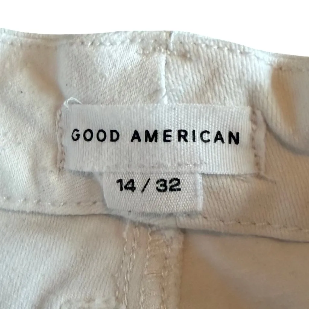 Good American Good Waist White Distressed Jeans Skinny Fit Stretch Size 14 Women - Image 12