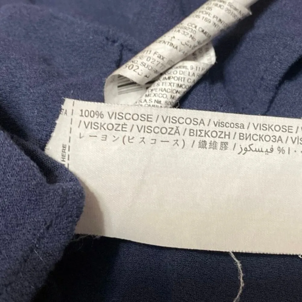 MNG Mango Women's Navy Blue Short Cap Sleeve V Neck Button Up Shirt Top Size 4 - Image 4