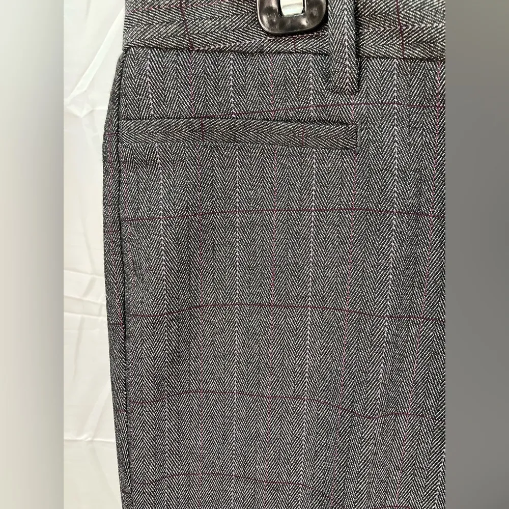 Dress‎ Barn Trouser Leg Grey Plaid Pants Womens Size 4 - Image 3