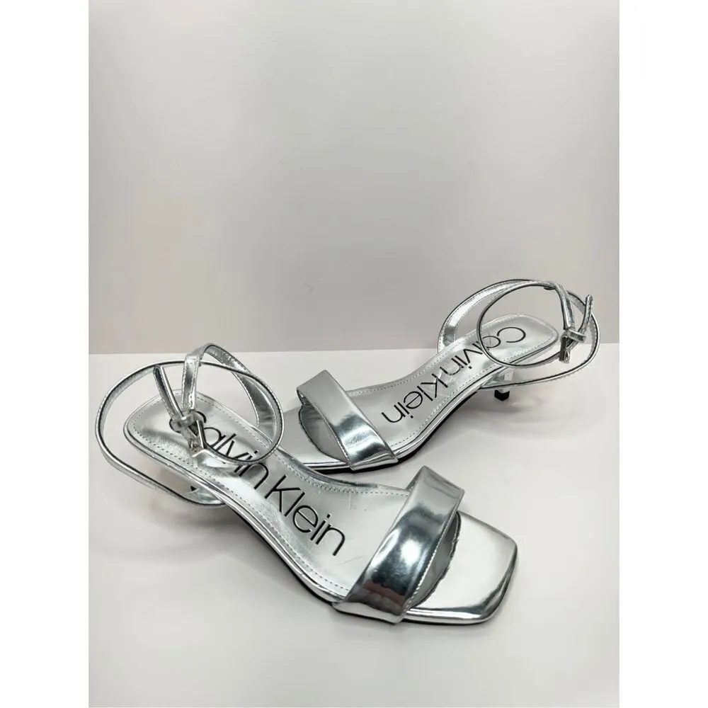 Calvin Klein Sandals Womens Size 5 Silver Belma Strappy Dress Open Toe Heels - Image 7