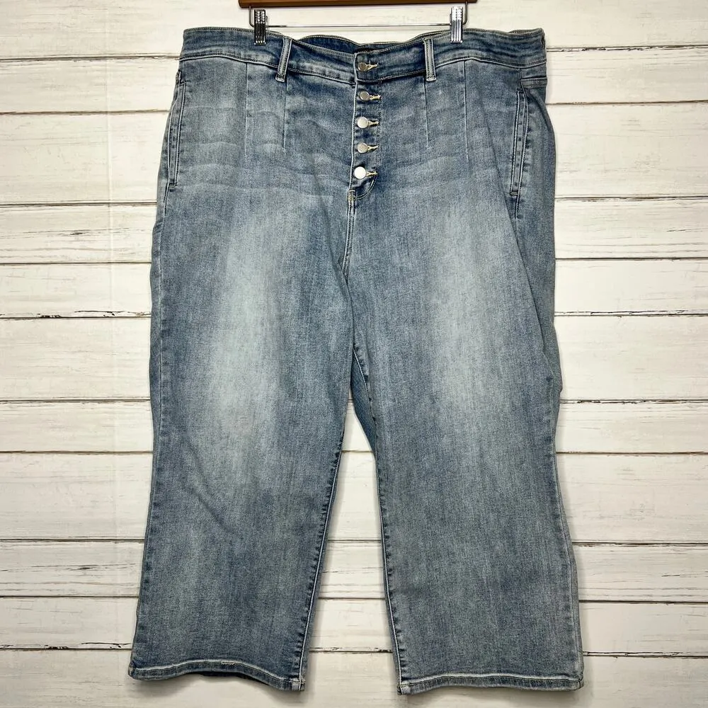 Judy Blue Mandy Wide Leg Cropped Stretch Denim Jeans Plus Size 24 - Image 2