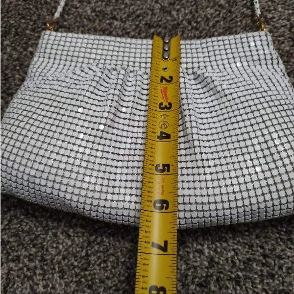 New Vintage White Metal Mesh Shoulder Crossbody Bag Purse - Image 7