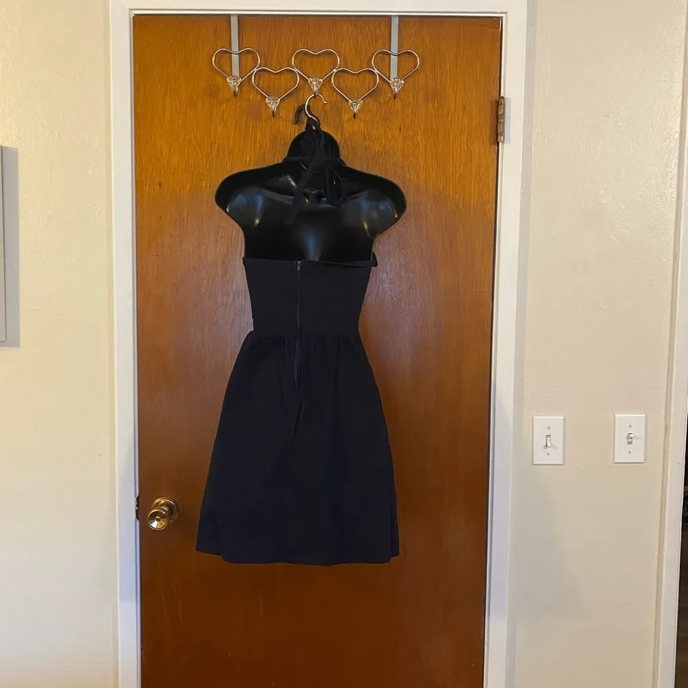 Ruby Rox Navy Blue Halter Top Dress with White Button Front Vintage Vibe Size 3 - Image 9