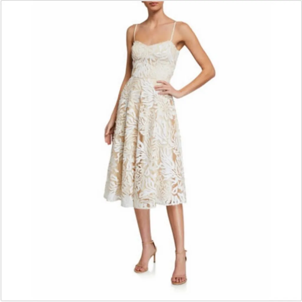 NEW Dress The Population Layla White Sequin fit and flare Dress sz M - Image 4