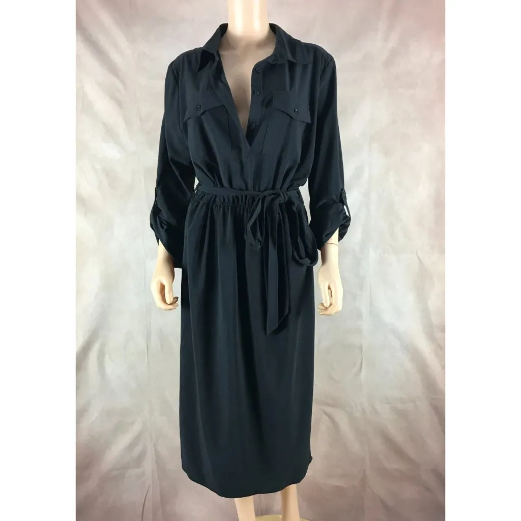 HUTCH Black Belted Midi Shirt Dress Size XL - Image 8