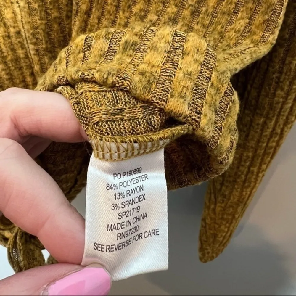 Almost famous yellow speckled stretchy criss cross X back long sleeve sweater - Image 6