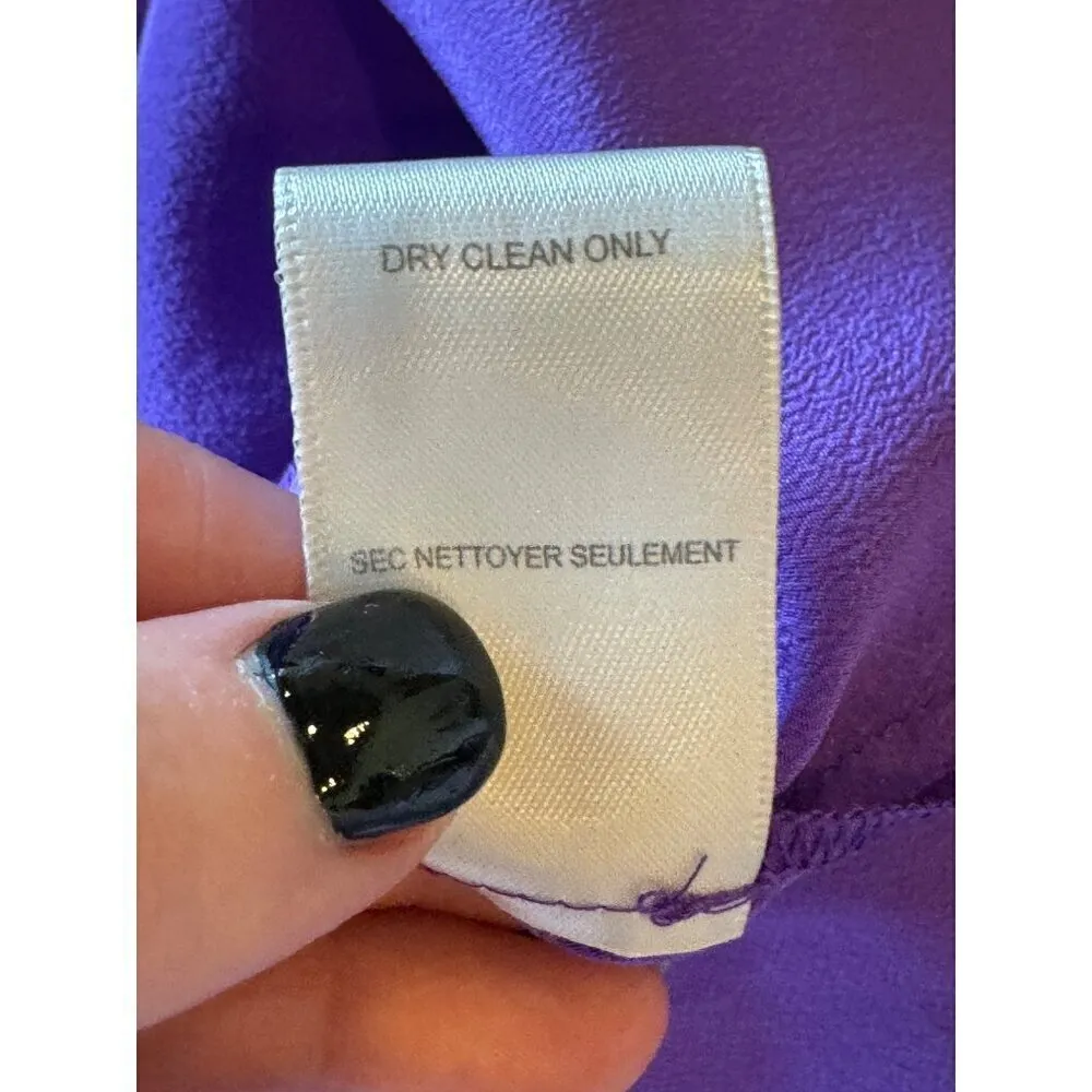 Rebecca Taylor Shirt Women Size 4 Purple Silk Braided Trim Fringe‎ Tank Camisole - Image 10