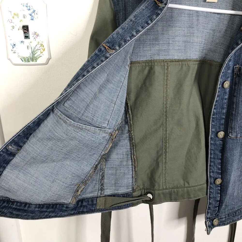 Pilcro And The Letterpress Women's Small Button Up Military Denim Jean Jacket - Image 9