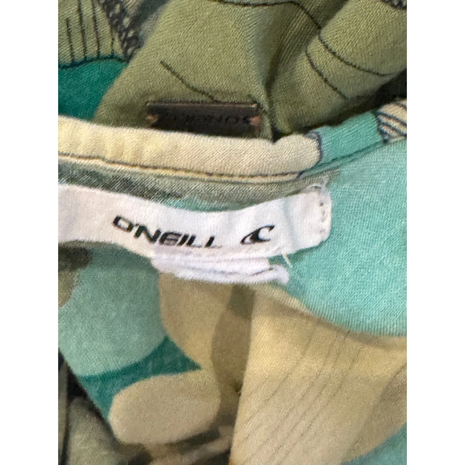 ONeill Floral Maxi Dress Green Yellow Black Ruffle Straps Long dress M - Image 4