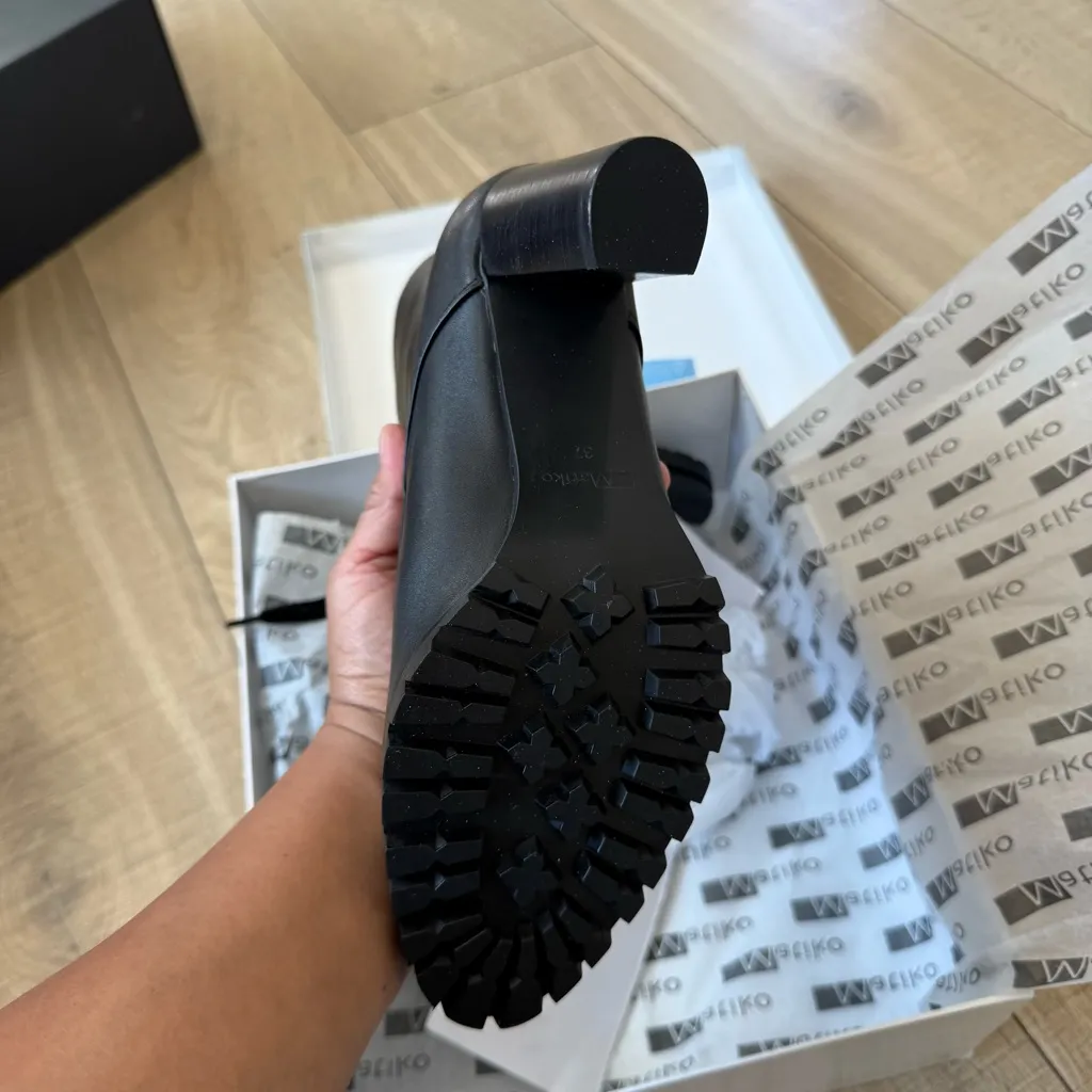 Matiko Shoes Emma Womens EUR 37 us 6/5 Black Lace Up Heeled Leather Boot NWT - Image 5