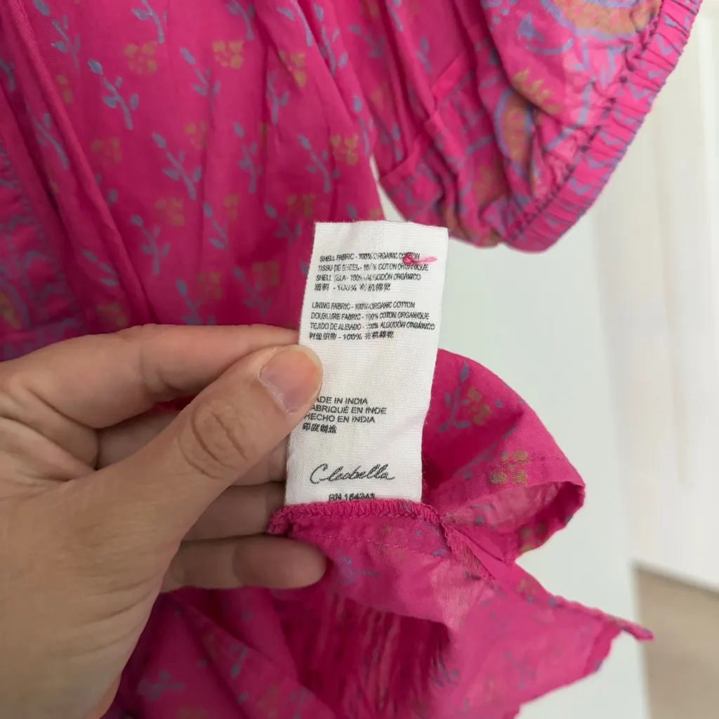 Cleobella Amari Pink Tassel Button Up Shirt Short Sleeve - Image 5