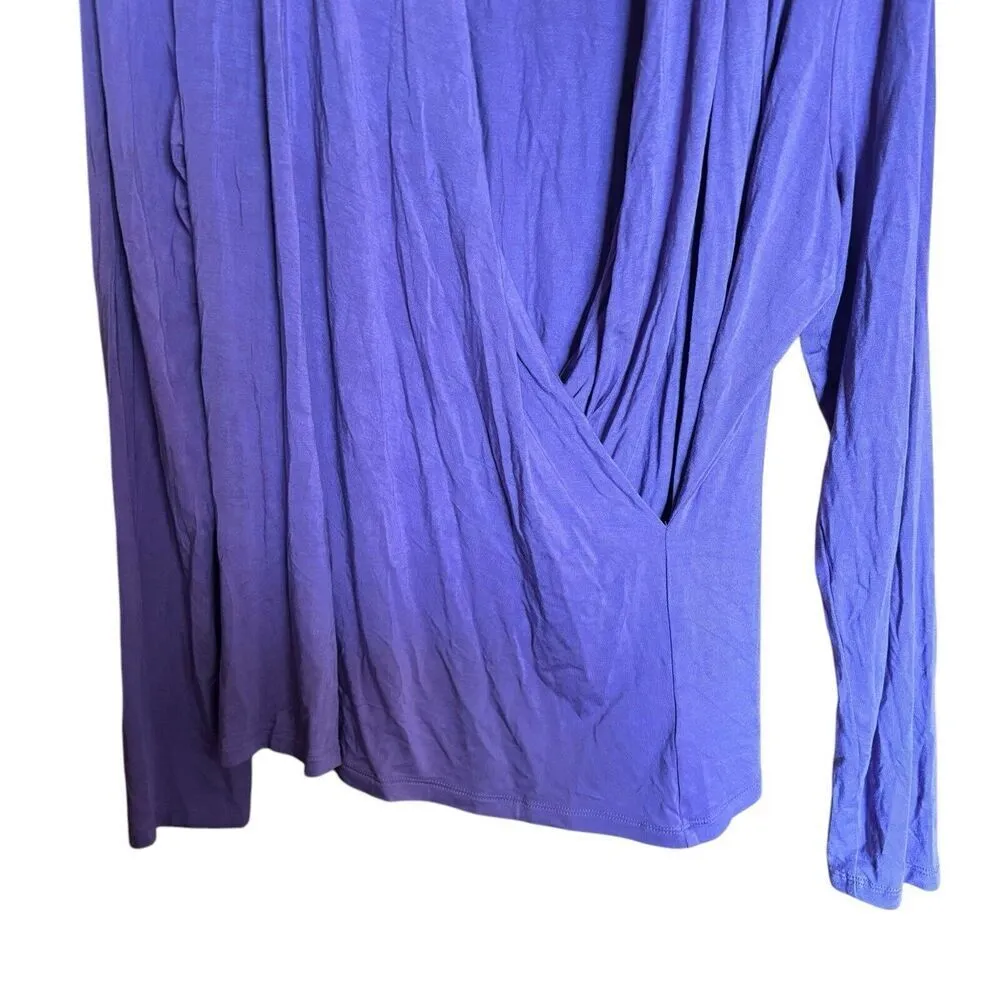 Lauren Ralph Lauren Surplice Top XXL Lilac Ruched Stretch Long Sleeve Blouse - Image 4
