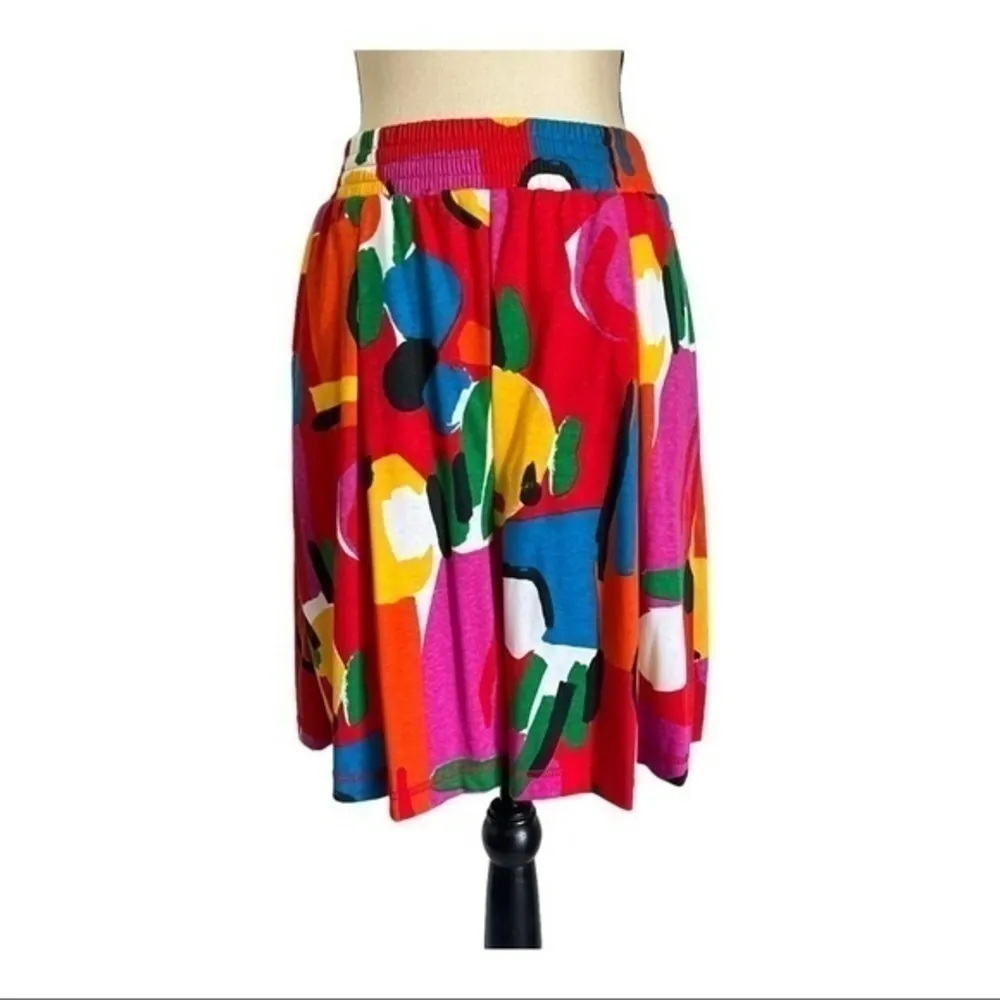 Vintage 80s Limited Edition Units Abstract High Waisted Wide Leg Shorts Size 1 Yellow Size M - Image 2