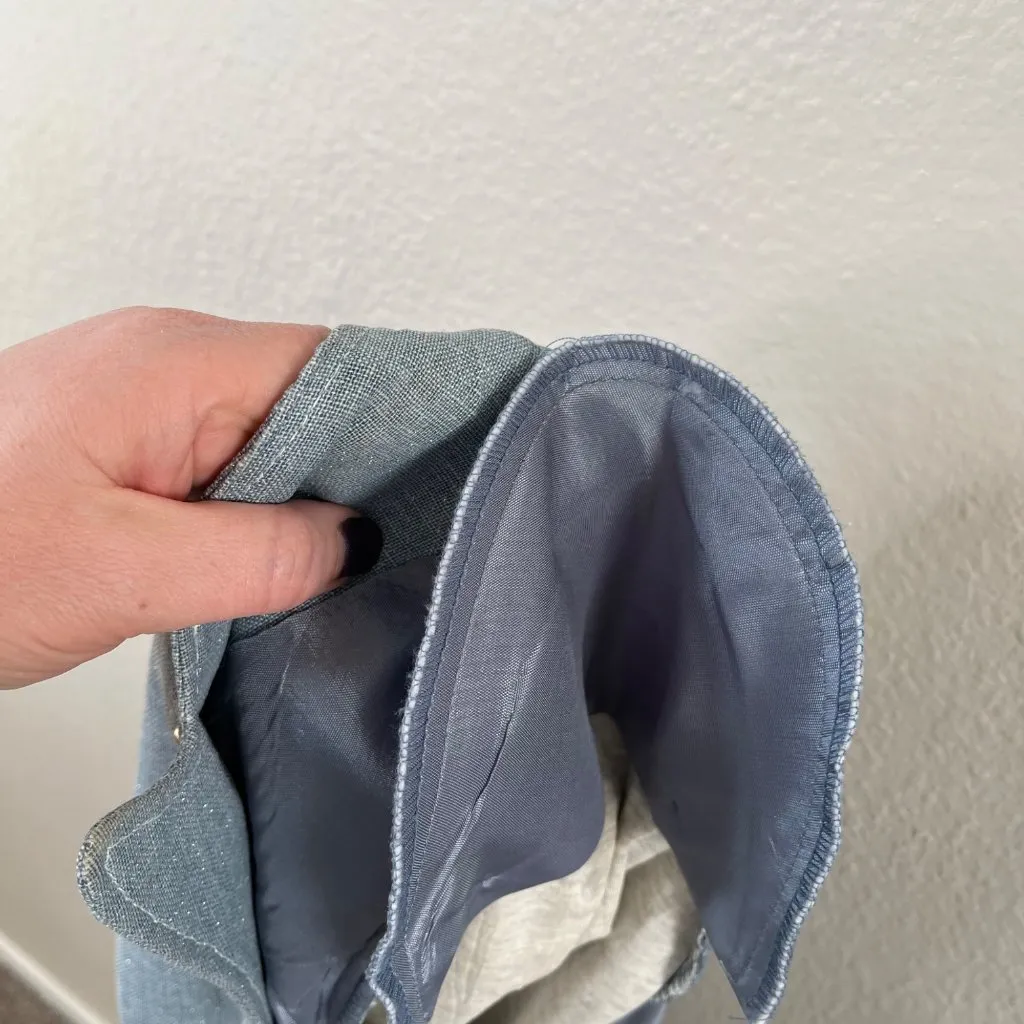 Alberto Makali Blue Studded Linen-Blend Country Western Blazer Lace Sleeves 8 - Image 10