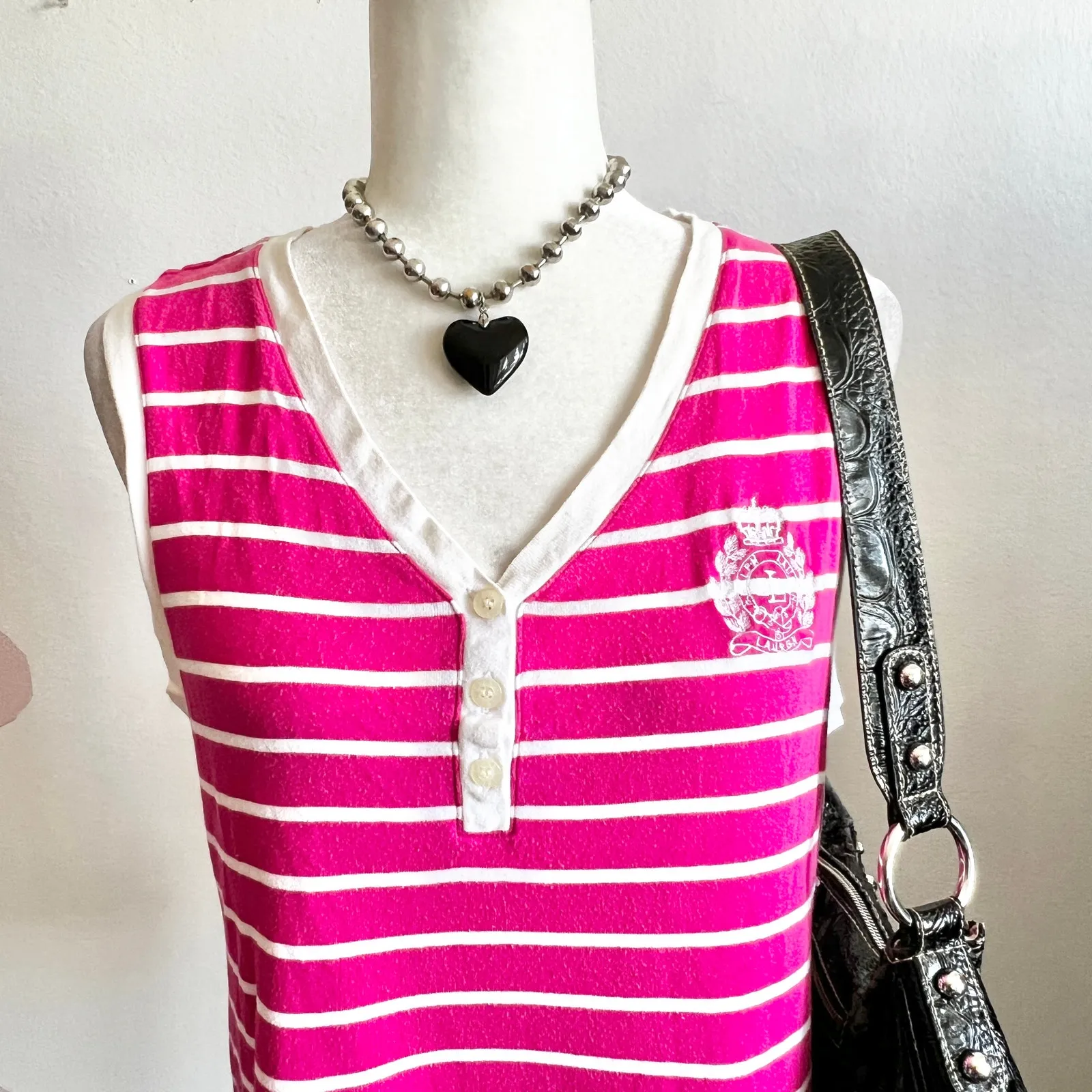 Lauren Ralph Lauren Tank Top Womens M Pink Nautical‎ Striped Costal Crest Size M - Image 2