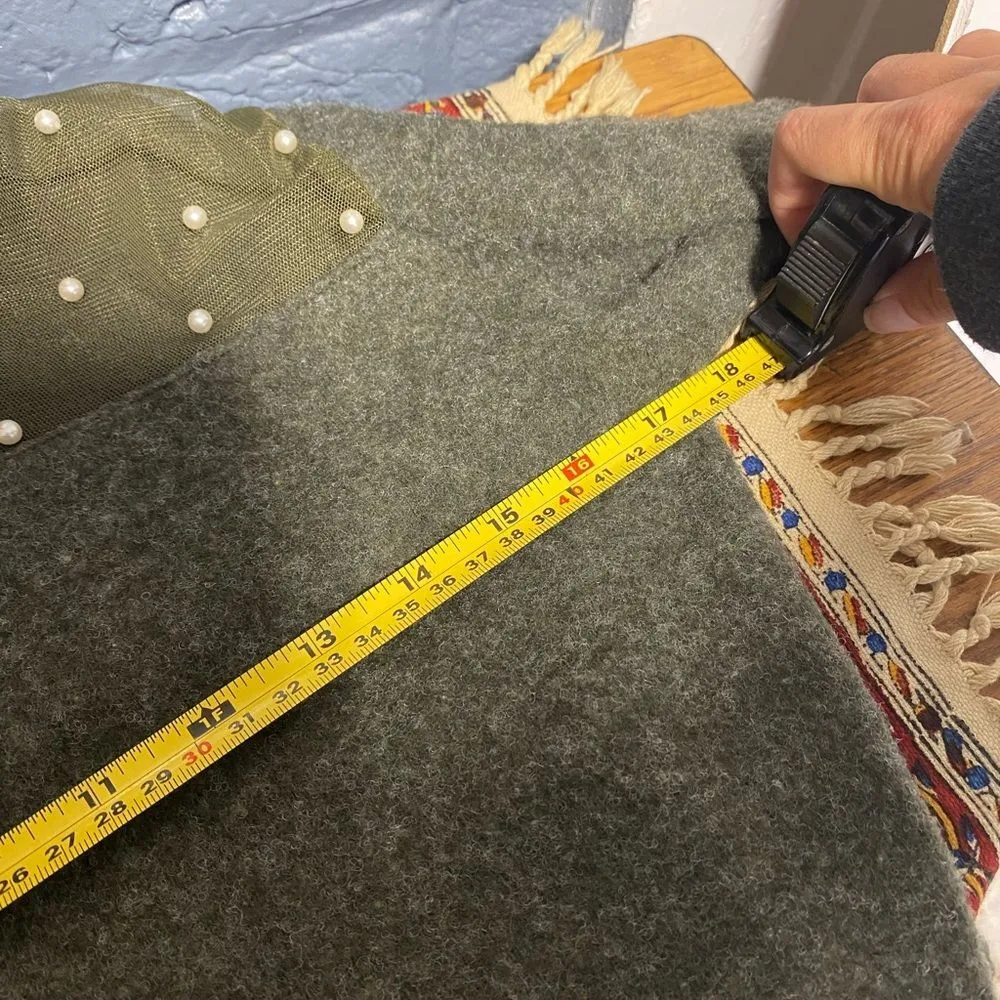 Soft Green mock neck sweater with pearl mesh neck detail size large - Image 4