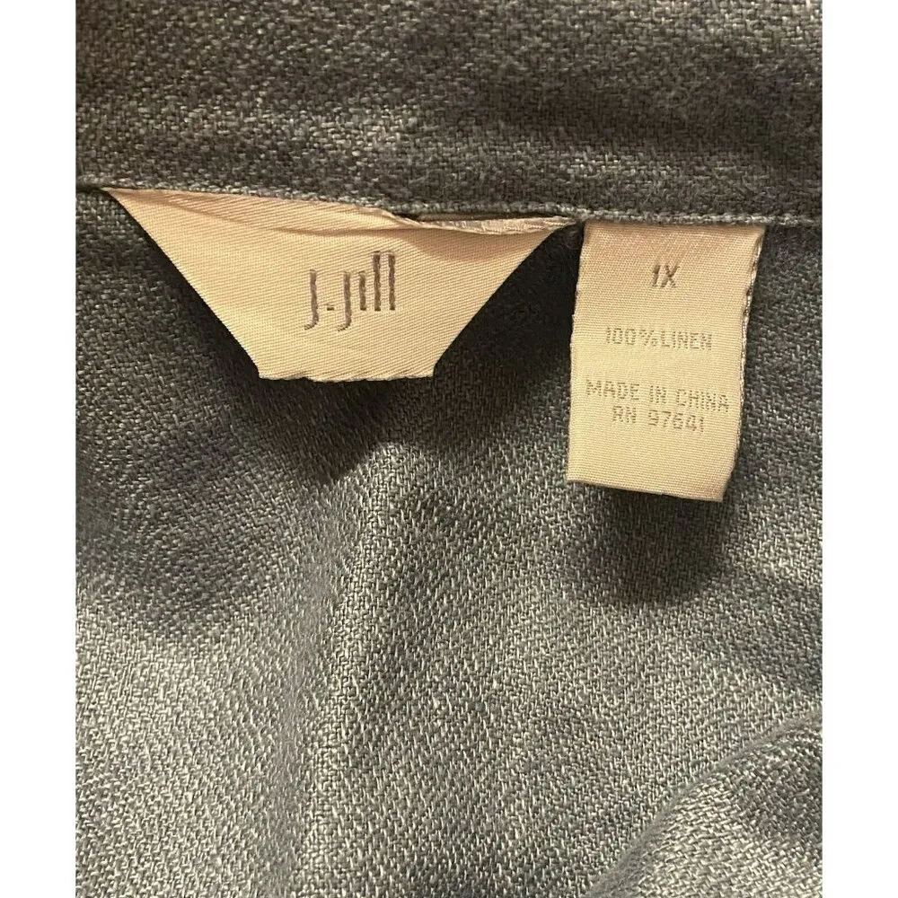 J. Jill Shacket Womens 1X Linen‎ Toggle Button Down Long Sleeve Slate Blue - Image 6