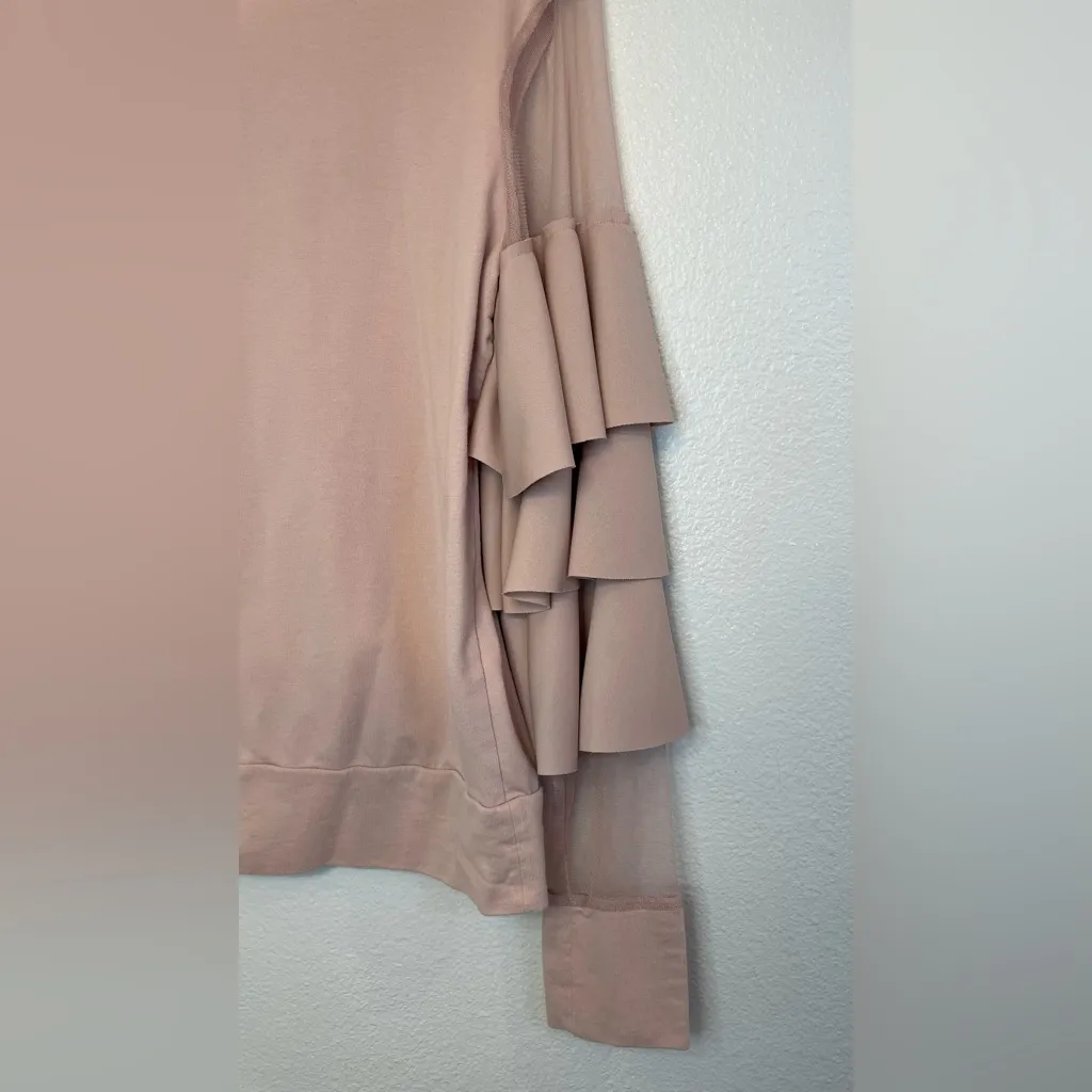 14th & Union Women’s Ruffle Sleeve Sweatshirt Blush Pink‎ Top Size M - Image 6