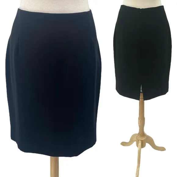 Vintage 90s Joseph Ribkoff Pencil Skirt High Waist Back Slit Black Womens 8 - Image 2