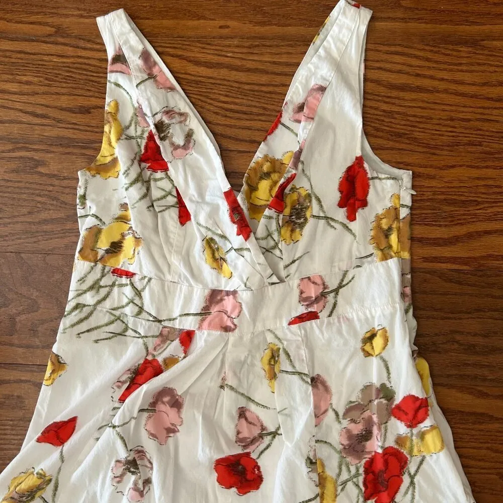 Lands' End Floral Fit and Flare V-Neck Sleeveless Lined Mini Dress Size 8 A Line - Image 4