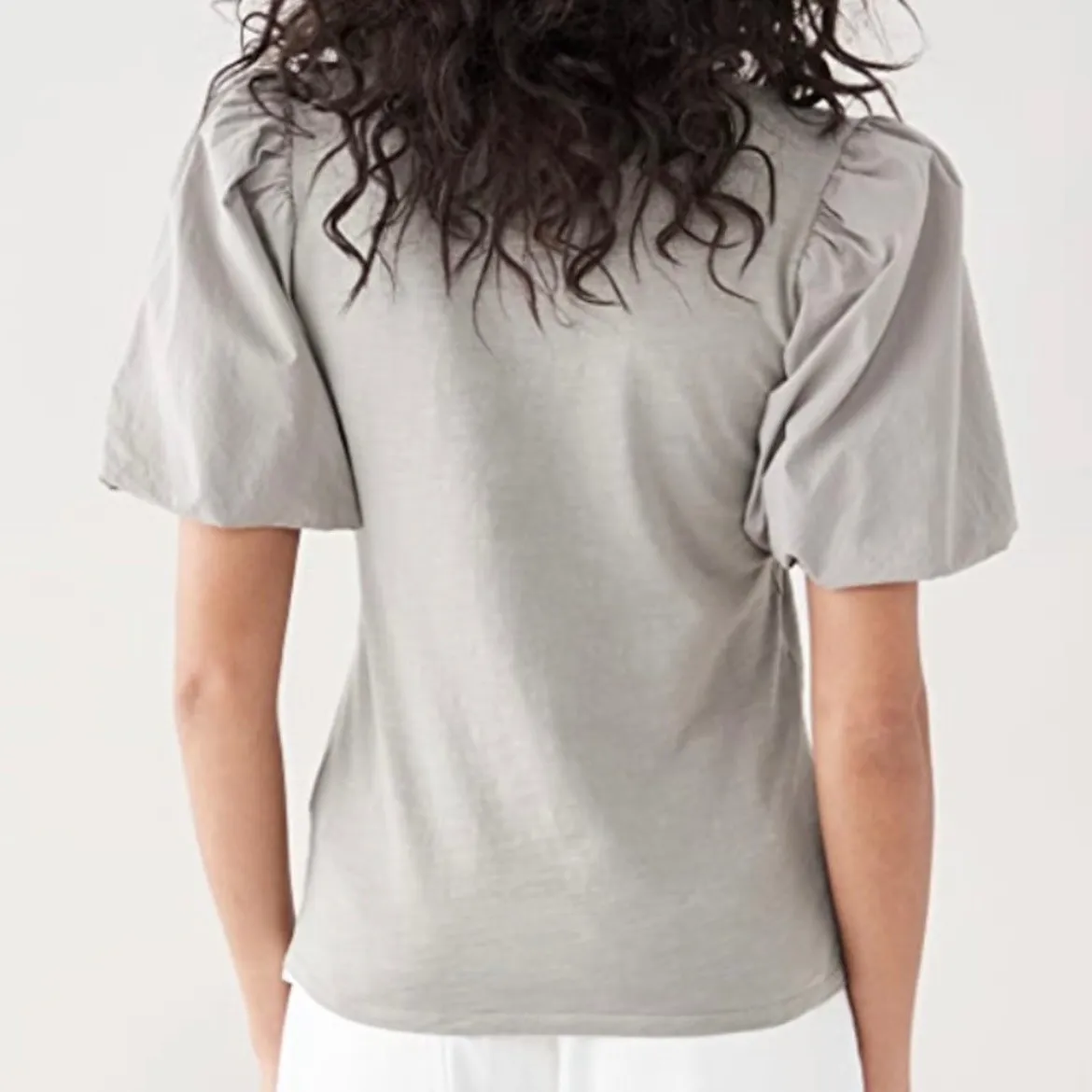 Nation LTD Traci Bubble Sleeve V Neck T Shirt Gray Cotton Blend Size Small - Image 2