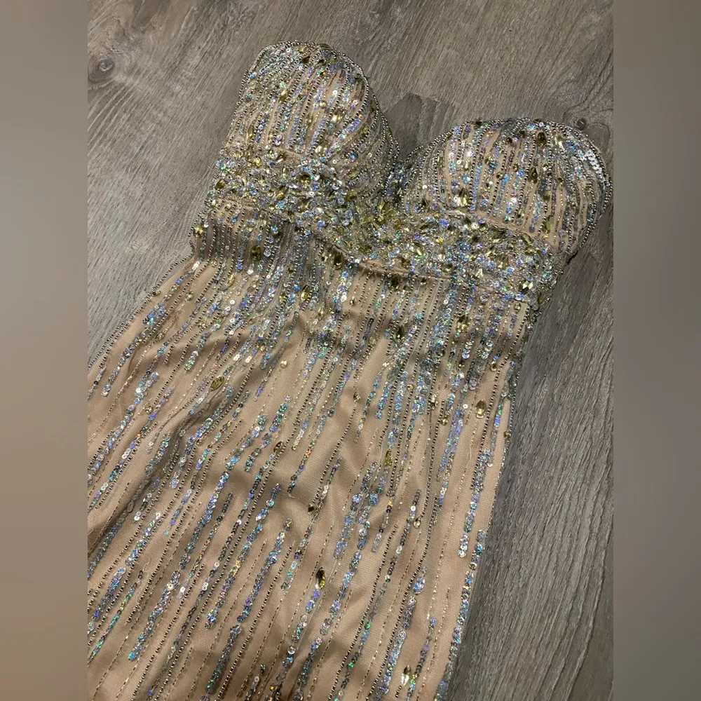 Jovani Strapless Sequined Formal Gown | Dress - Image 7